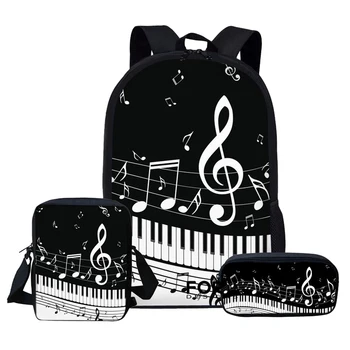 Комплект детски училищни чанти за тийнейджъри, момичета и момчета, Раници за музикални ноти, чанта за пиано, чанта за книги, детска чанта за обяд, Mochila Escolar