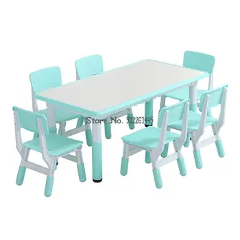 Комплект за детска бюрото и стола в детската градина, подвижен учебна маса, правоъгълна детски стол, пластмасова маса за уроци
