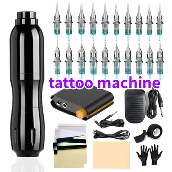 Комплект машинки за татуиране с бродерия дракон, Нов комплект дръжки за татуировки, Моторна машина за татуировки, пълен набор от оборудване за татуировки