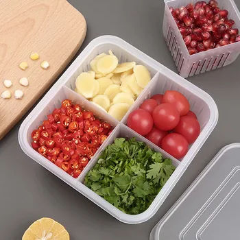 Контейнери за съхранение на храна в хладилника с уплътнение на капака, органайзер за пресни зеленчуци, контейнери за съхранение на зеленчуци в кухнята