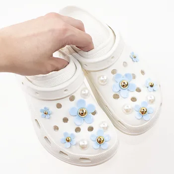 Красиви Перлени обувки с пет венчелистчета и отвори във формата на цвете, ключодържатели за обувки, Аксесоари за обувки с катарама Крокодил, красиви бижута за обувки под формата на слънчоглед