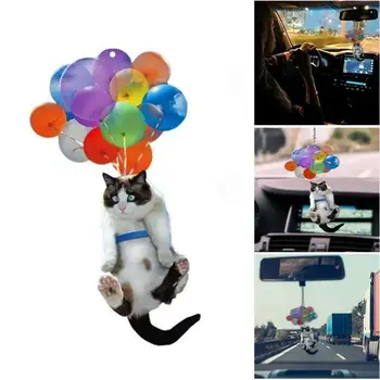 Креативен Окачен украшение за кола с участието на котки, Кучета с цветно въздушно топка Сладък Окачен украшение за автомобила интериор на автомобила Висящи Аксесоари