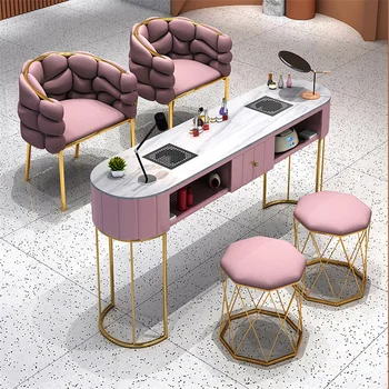 Леки луксозни маникюр маси в японски стил, мебели за салон, Маникюр, магазин, Професионален маникюр, маса и стол с прахосмукачката