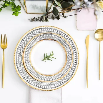 Луксозна Златна С чиния, работа на смени Стъклена Сервировочная чиния, Декоративна Салата-десерт Керамична чиния за сватбени партита, тава за съхранение