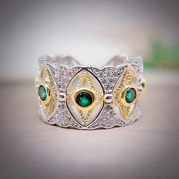 Луксозни модни дамски пръстени Huitan, Начален дизайн, Нови Стилни дамски пръстени със зелена фианитом, ежедневни облекла, Уникални два цвята украси за партита