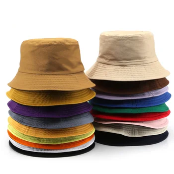 Лятна Нова Памучен Черен однотонная двустранен шапка-панама в стил хип-хоп, Мъжки И дамски Панама, Ежедневни солнцезащитная шапка за плажната риболов