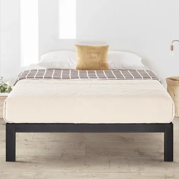 Метално легло-платформа Mellow Rocky Base E, патентована широки стоманени рейки, черна, мебели за спалня с двойно легло рамка