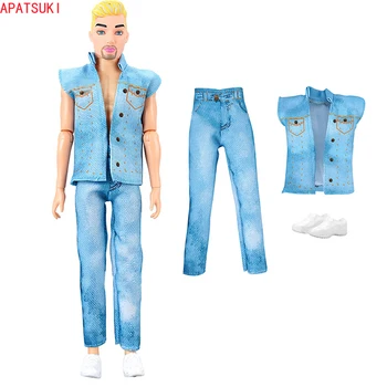 Модерен Комплект дрехи от филма за кукли Кен, Синьо Топ, Панталон, Бели Обувки, Облекло за Приятеля на Барби, Аксесоари за кукли Кен, Детски Играчки