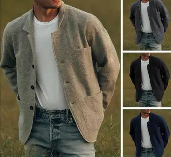 Модерен Мъжки блейзър, зимни палта, ежедневни яке за мъже, палта garaouy, обикновена однобортные вълнени палта копчета, rarf, мъжко палто