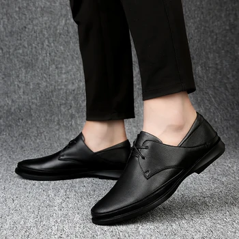 Мъжки обувки-Oxfords 2021, Рокля, Сватбени Ремък, бизнес и официални Дишащи мъжки обувки от естествена кожа, Елегантни удобни обувки с плитка закопчалка