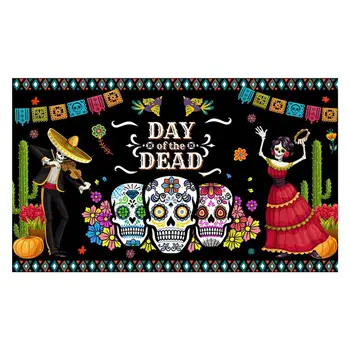На фона на темата на Мексиканския фестивал, Танцуващи на Черепа, Общителен, с монтиран на стената Банер, Декор, за многократна употреба, с монтиран на стената Банер на Хелоуин, Украса за спални