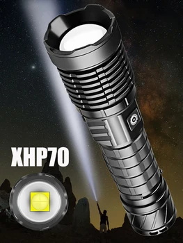Най-новият фенерче as Power bank XHP70, най-мощна led светкавица, Дальнобойный USB-акумулаторна тактически фенер за къмпинг