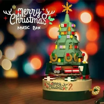 Направи си САМ Коледна Елха, Тухлена Музикална Ковчег, строителни блокове, Коледно Дърво, Градивен елемент, Въртяща се Музикална Ковчег, Led Коледна кутия