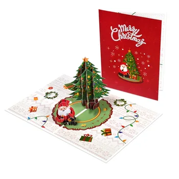 Невинен Старец, коледно Дърво, Коледни картички, покани, креативна всплывающая картичка, 3D Сгъваема картичка за съобщения, за украса на парти