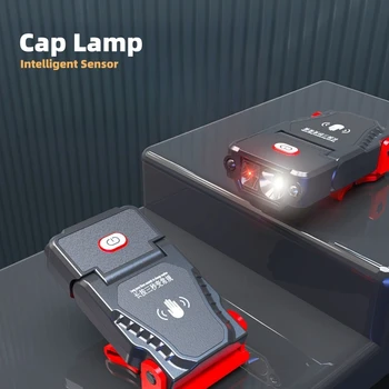Нов интелигентен сензор, налобный фенер за нощен риболов, лампа за шапки, мощен, лампа, акумулаторна лампа за стръв голям капацитет