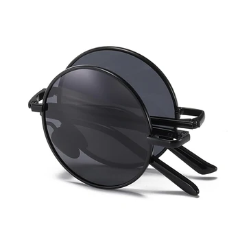 Нов модерен Класически Слънчеви очила за каране в кръгла Рамка, Стръмни мъжки Реколта Маркови Дизайнерски Метални Слънчеви Очила, Дамски Сгъваем Огледални очила Prince Mirror