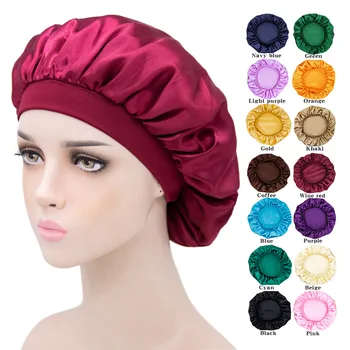 Нова коприна шапка за спане, цвят и еластична шапка за баня с тесни ръбове, Кръгла шапчица, домашна шапчица за защита на косата