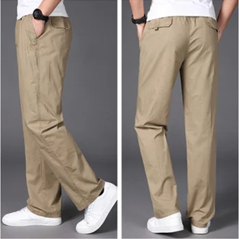 Нови Мъжки панталони-карго, Свободни Широки панталони, Мъжки ежедневни обикновена прави панталони с висока талия в стил хип-хоп с големи джобове, Нови панталони D143