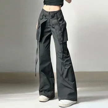 Панталони-карго, Дамски работни облекла в стил ретро, Ежедневни панталони, Широки панталони, Негабаритная Градинска дрехи, ретро-панталони за джогинг, Голям джоб
