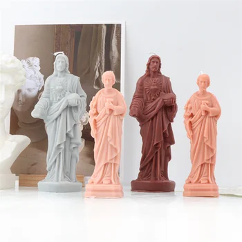По-големи Размери, 3D Статуя на Исус, Свещ, силиконови форми, Католическата статуя на Човек, формата за производство на цимент, гипс, смола, Религиозен Начало Декор