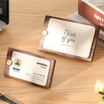Професионален дървен държач за визитки Тенис на държач за карти Удобен и издръжлив метален държач за визитки