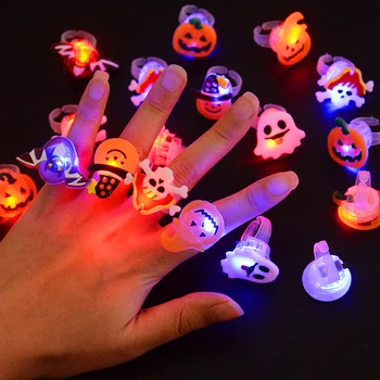 Светодиоден пръстен на Хелоуин, светещ тиква, пръстен с череп-призрак, Украса за Коледно парти за Хелоуин, за дома, Дядо коледа, Снежен човек, подарък за деца