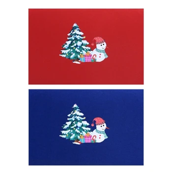 Сгъваема Коледно дърво, поздравителна картичка с снеговиком, Мобилна пощенска картичка с израз на любов и празнично настроение, доставка на поздравителни картички