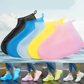 Силикон водоустойчив бахилы за употреба на открито, гумени галоши за черни обувки, бахилы за обувки в дъждовен ден, за многократна употреба нескользящие непромокаеми обувки