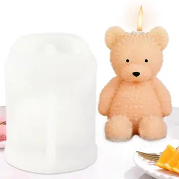 Силиконова форма за свещи с мечка, форма за производството на сапун от силиконовата смола, кухненски принадлежности, Форма за торта за рождени Дни, Нова Година, Деня на Благодарността