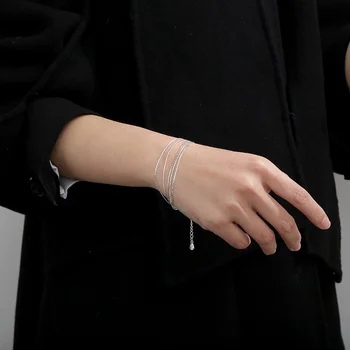Сребърен многослойно пръстен, деликатна гривна от змийска кост за жени с минималистичен темперамент, универсален гривна и въже