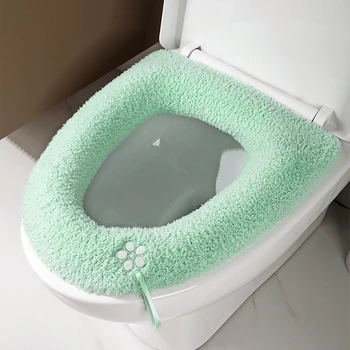 Тампон върху седалка за тоалетната чиния в банята, Зимата на Топло Мат, Моющийся Калъф За седалка за тоалетната чиния, Мека подплата За Възглавница