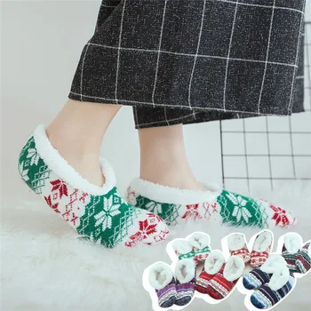 Трикотаж-носочные изделия С ръкави от овче плюшени, Чорапи-чехли, Чорапи за ранно обучение, устойчива на плъзгане обувки за възрастни, Зимни плюшени Домашни