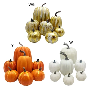 Универсален набор от златисто-бял порест каучук тикви от 7 теми за есенния декор плотове, diy на Хелоуин със собствените си ръце и сезонни партита K92A