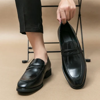 Универсални Мъжки Обувки, без Съединителни 2023, Кожени мъжки обувки за Прически, Елегантен Класически мъжки Обувки за Сватба, Модни Мъжки Обувки, Лоферы