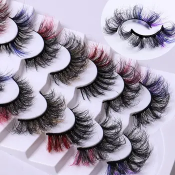 Фалшиви мигли Забележително средство за грим Дебели Пухкави фалшиви мигли Цветни мигли Удължаване на миглите 3D Норковые мигли