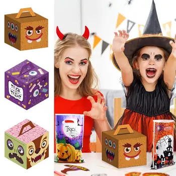 Хартиена кутия за Хелоуин, Кутии за нови продукти, Празнични Творчески Кутии за бонбони, сладкиши, Тава за хранене, Украса за партита 