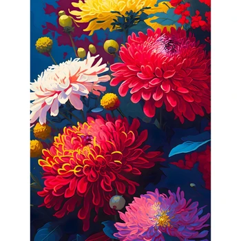 Цветя на Майка Хризантема Живопис по Номера За Възрастни Комплекти 