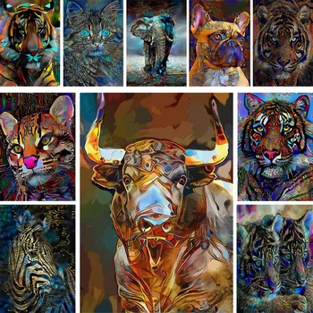 Цифрова за Оцветяване на животни по номера Опаковка за рисуване с акрилни бои 50 * 70 Живопис с маслени бои Нов Дизайн За възрастни Ръчна работа Стенно изкуство