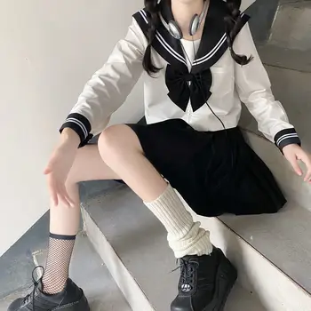Японската Училищна униформа за момичета JK Black Моряк Основни Мультяшные Комплекти Униформи за Моряците на флота, Костюм за жени, Униформи за момичета